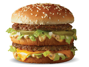 Hamburguesa estilo Big Mac con viandas fritas